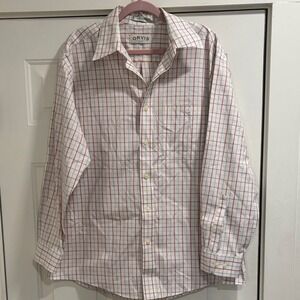 Orvis Men's‎ Red and White Plaid Shirt Size L